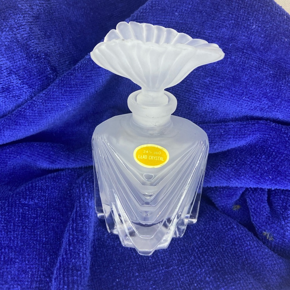 VINTAGE Frosted Glass Perfume Bottles (2) with Decorative Dauber Stopper